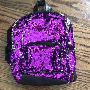 Reversible sequin mini backpack